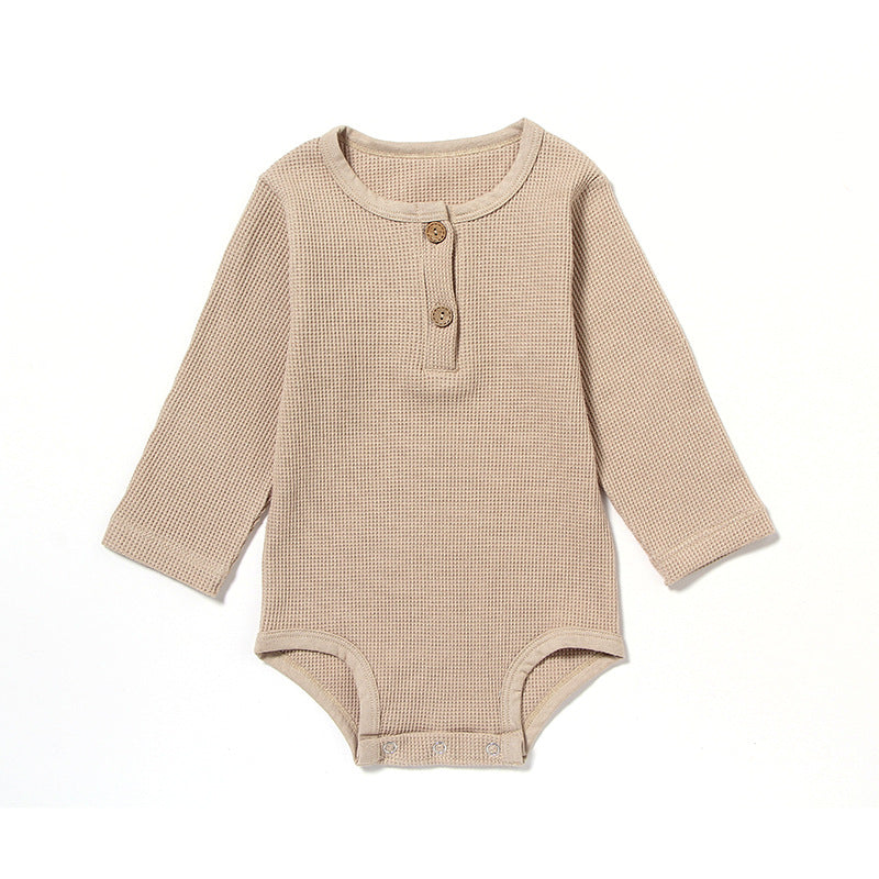 Wholesale Baby One-piece Romper Long-sleeved Waffle Baby Bodysuit A